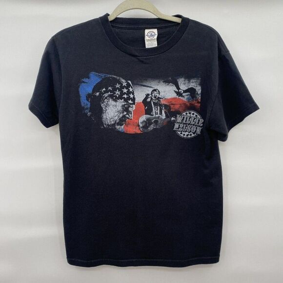 Willie Nelson Blue Country Concert T Shirt Black Vintage Size Small - Picture 1 of 3
